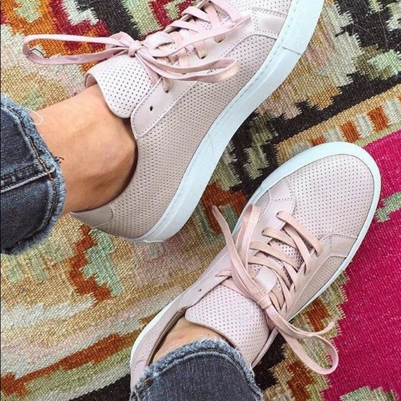 Greats Shoes - Greats Royale perforated leather blush sneakers size 8